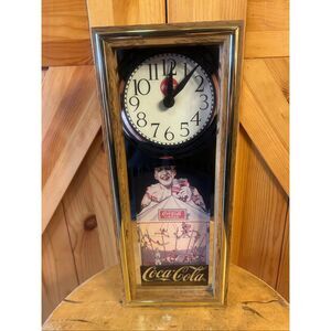 Coca Cola Coke Wall Clock Wooden Case Battery Operated Art Deco  Works (5621)